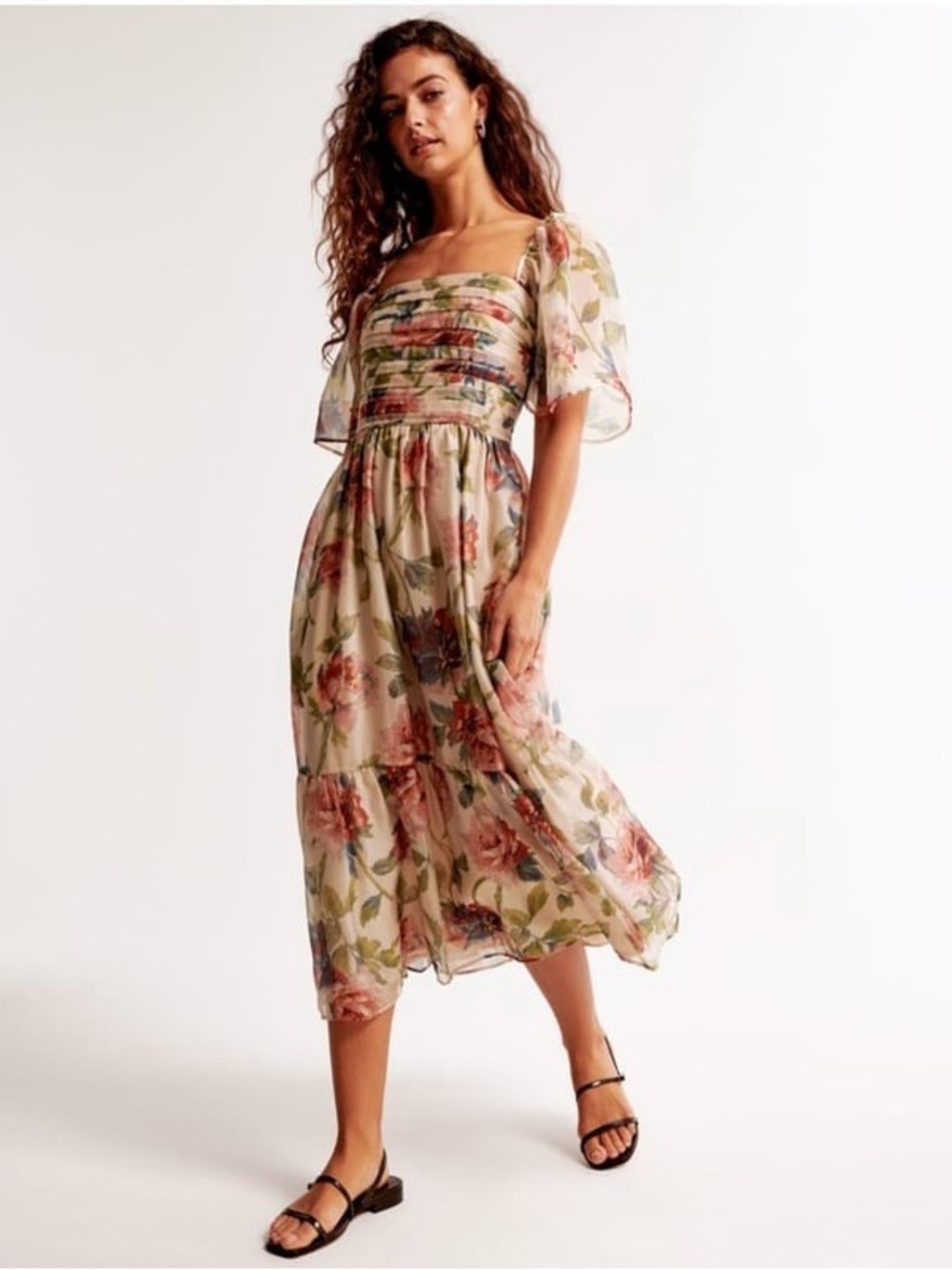 Abercrombie & Fitch Emerson Angel Sleeve Midi Dress